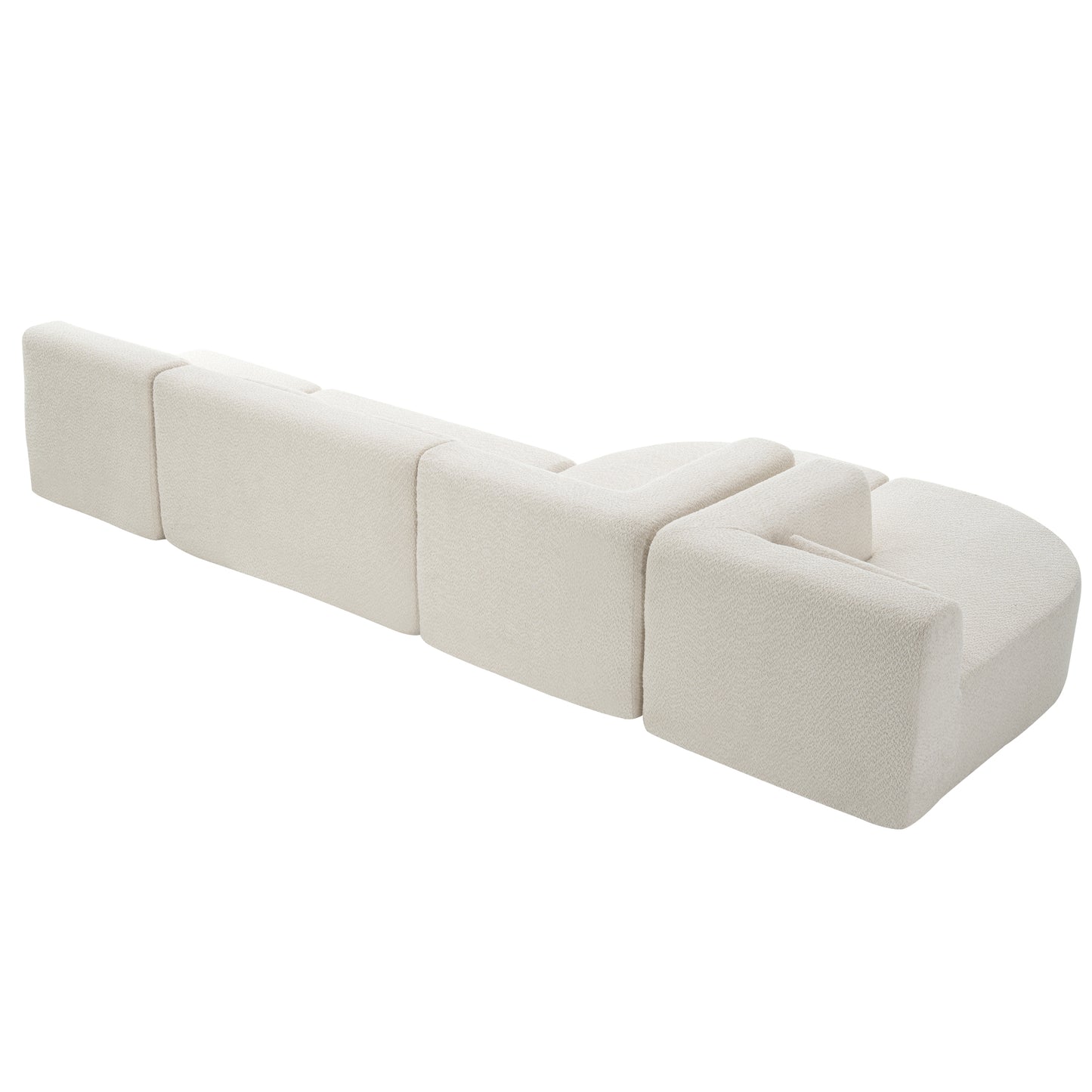 143.7" Upholstered Sofa Free-combined Sofa Couch with Two Chaise Lounge and Five Back Pillows for Living Room, Beige