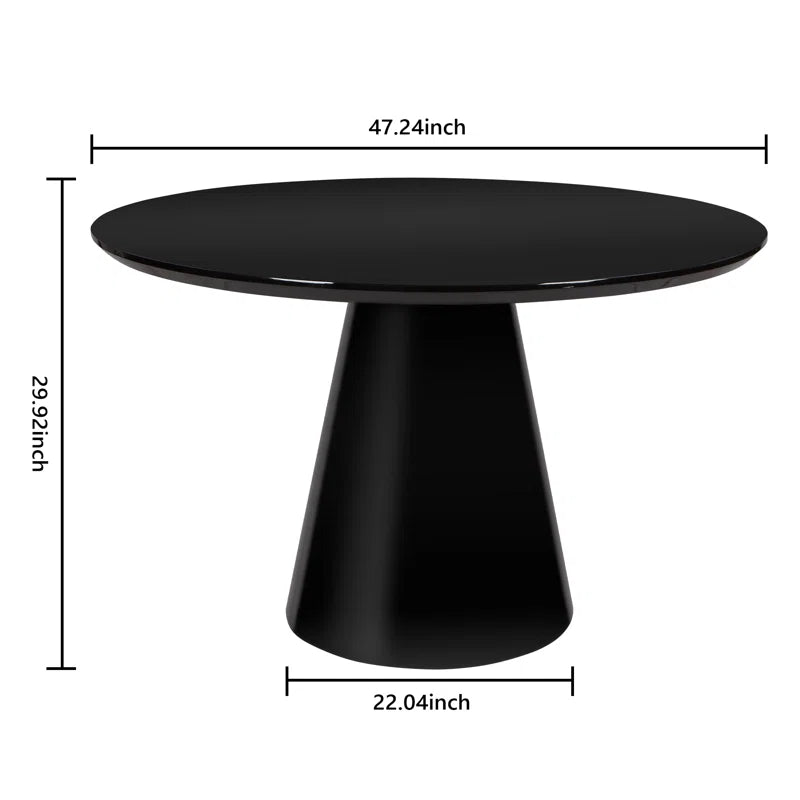 Modern Black High Gloss Minimalist Round Dining Table