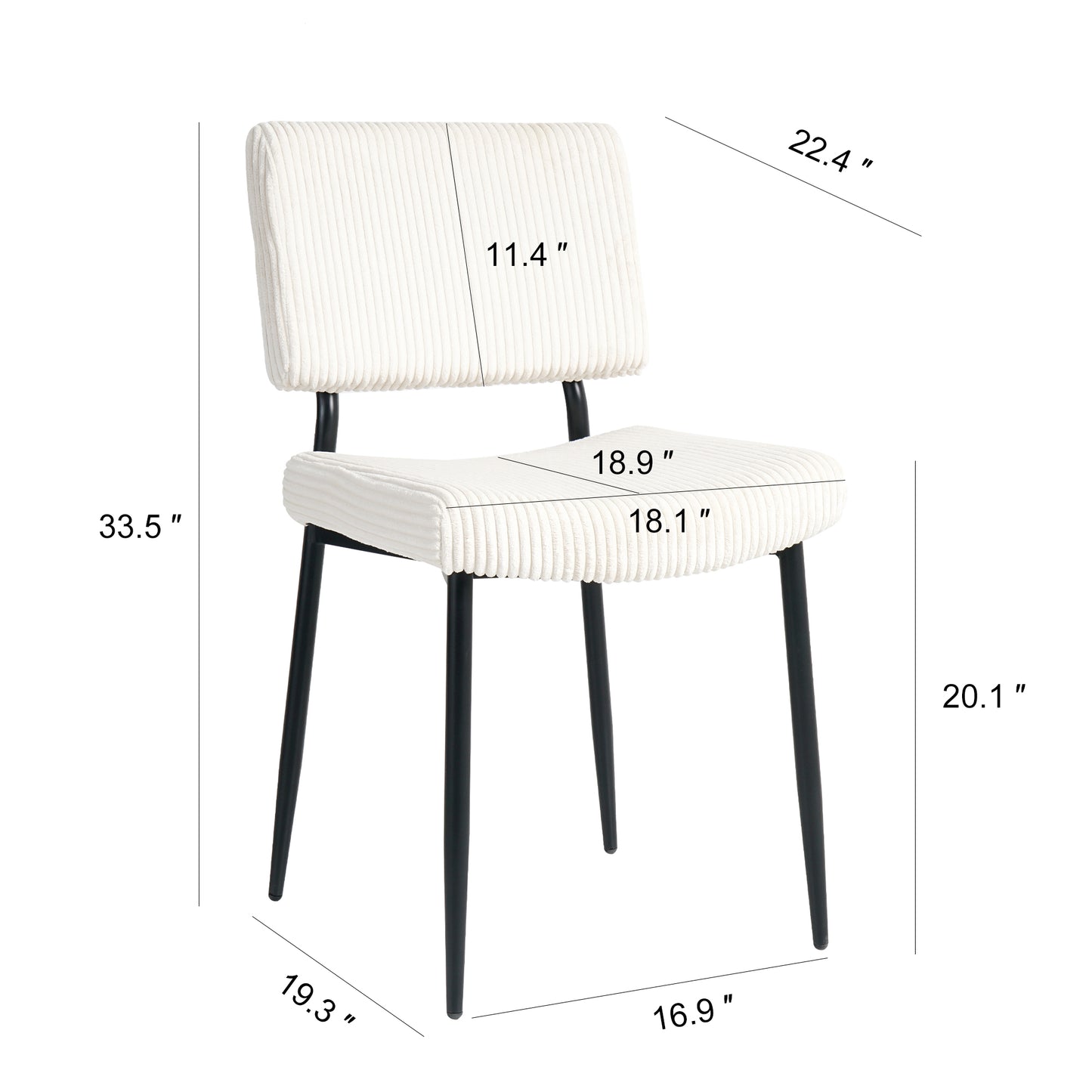 （9.19~9.26补货）Modern Beige simple velvet dining chair Fabric Upholstered Chairs home bedroom stool back dressing chair black metal legs(set of 2)