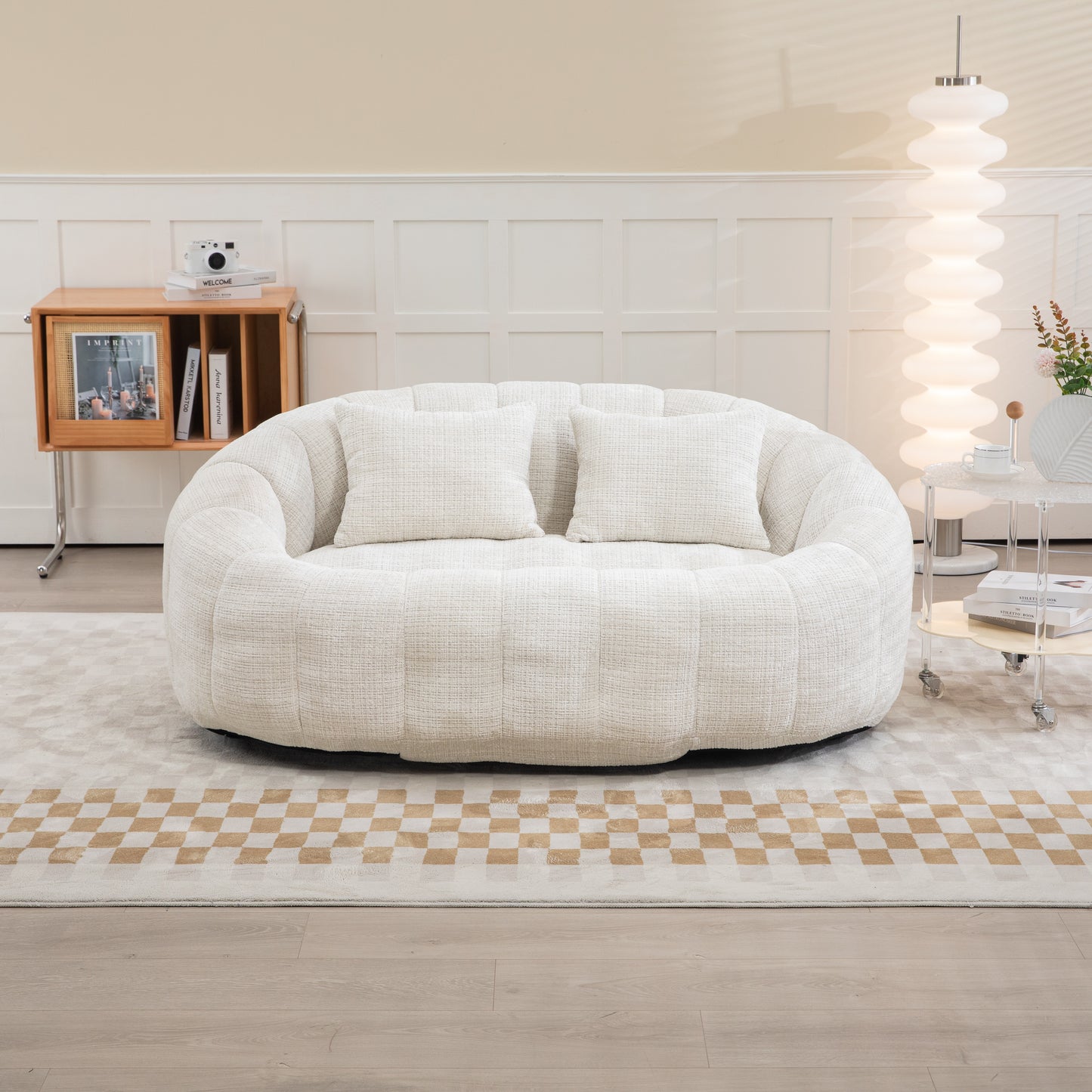 COOLMORE Bean Bag sofa Lazy Sofa Durable Comfort Lounger High Back Bean Bag Chair Couch for Adults and Kids, Indoor & Outdoor, Accent Floor Soft Lounge Chair (Beige chenille)