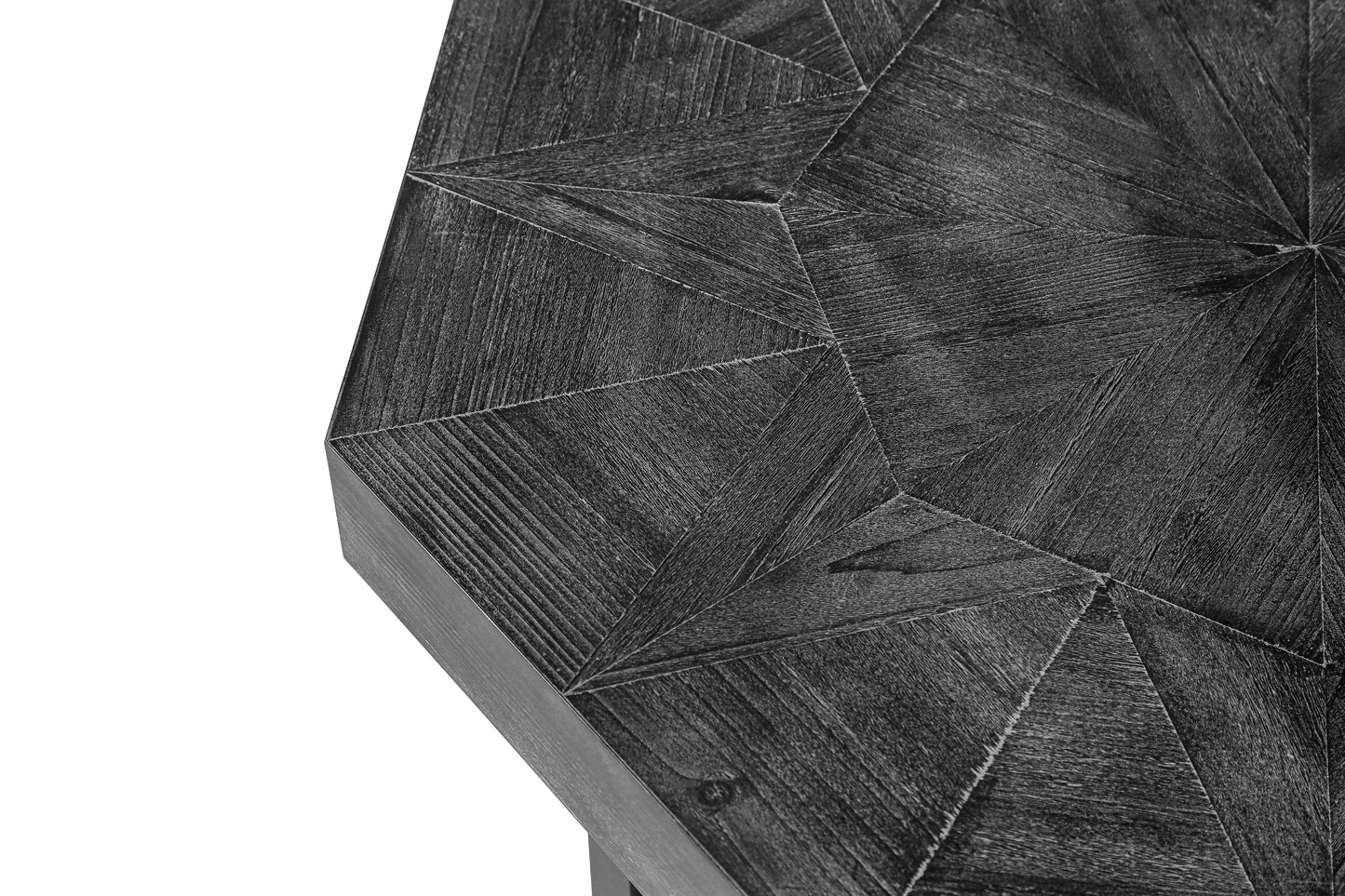 Wood Octagonal Vintage Patchwork Craft Farmhouse 30 Inch Wooden Table Top Cross Metal Legs Coffee Table for Living Room(Antique Black)