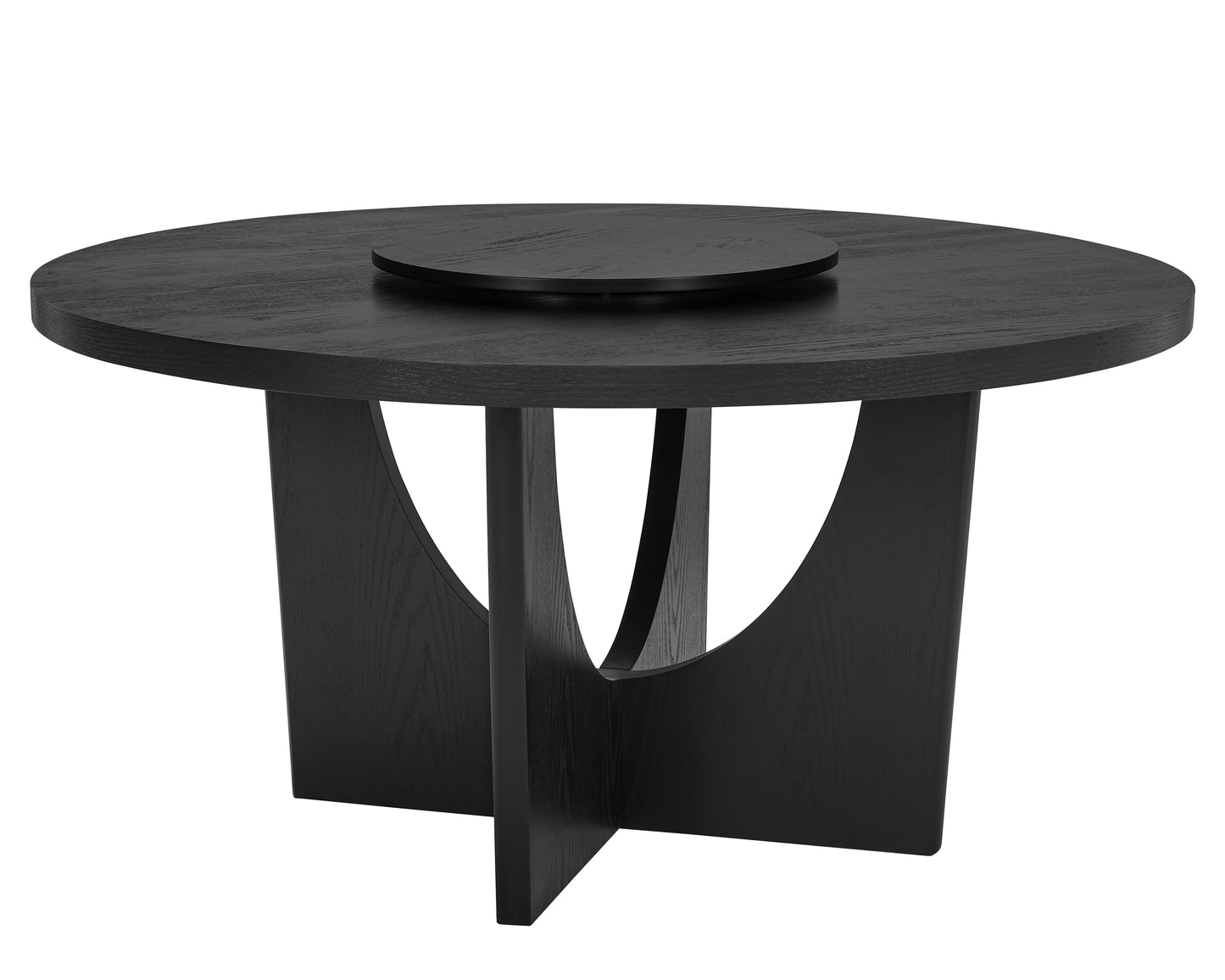 1pc Modern Round Table Top Black Finish w Lazy Susan Wooden Dining Room Furniture Contemporary