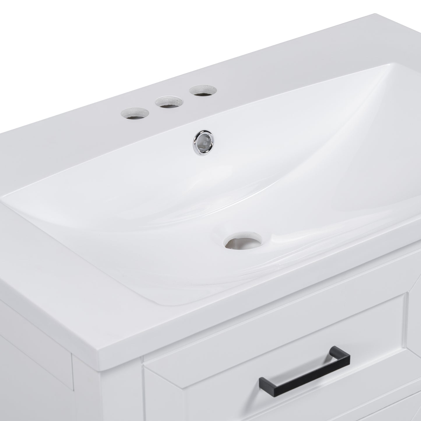 30" Bathroom Vanity with Sink Combo, White Bathroom Cabinet with Drawers, Solid Frame and MDF Board