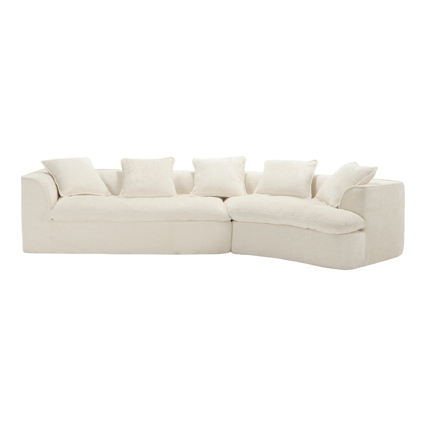 COOLMORE Boucle Sofa 3 Seater for Living Room Oversized Comfy Sofa unique double seat and corner construction for Apartment, Office Left Hand Facing (Beige)