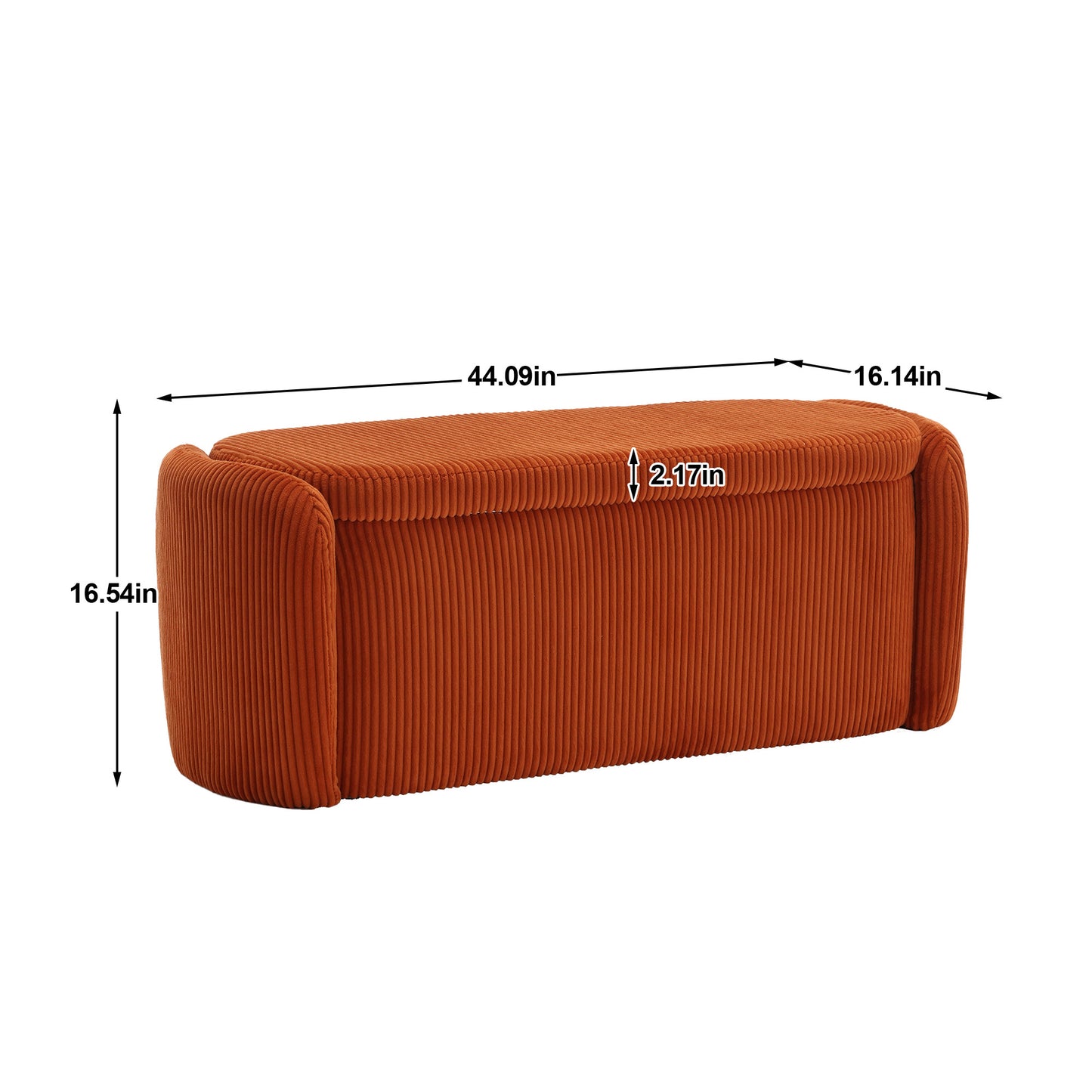 COOLMORE Storage Ottoman,Bedroom End Bench,Upholstered Fabric Storage Ottoman with Safety Hinge, Entryway Padded Footstool, Ottoman Bench for Living Room & Bedroom (Orange)