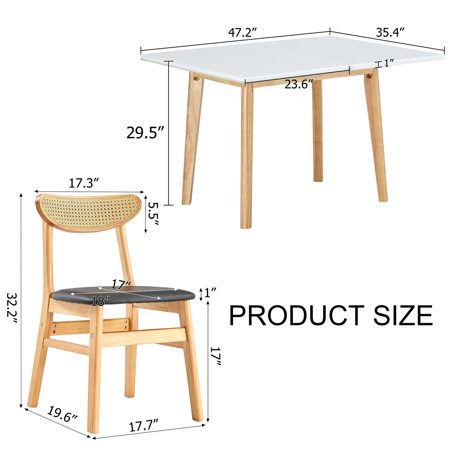 Table and chair set. White sintered stone tabletop, rubberwood legs, foldable computer desk, foldable desk. Solid wood dining chair with small curved backrest and PU cushions. ZD-1545 DX-2361