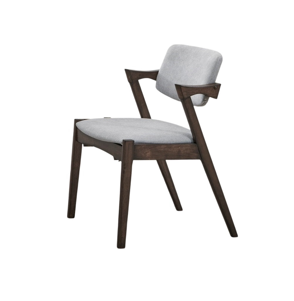 （缺货）Mid-Century Modern Dining Chairs 2pcs Set Solid wood Fabric Upholstered Cushion Chair Walnut Rubberwood Unique Design