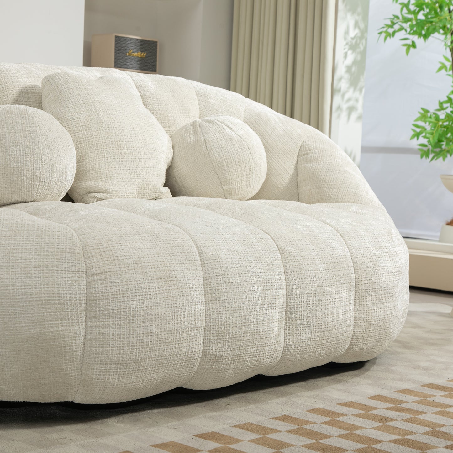 COOLMORE Bean Bag sofa Lazy Sofa Durable Comfort Lounger High Back Bean Bag Chair Couch for Adults and Kids, Indoor & Outdoor, Accent Floor Soft Lounge Chair (White chenille)