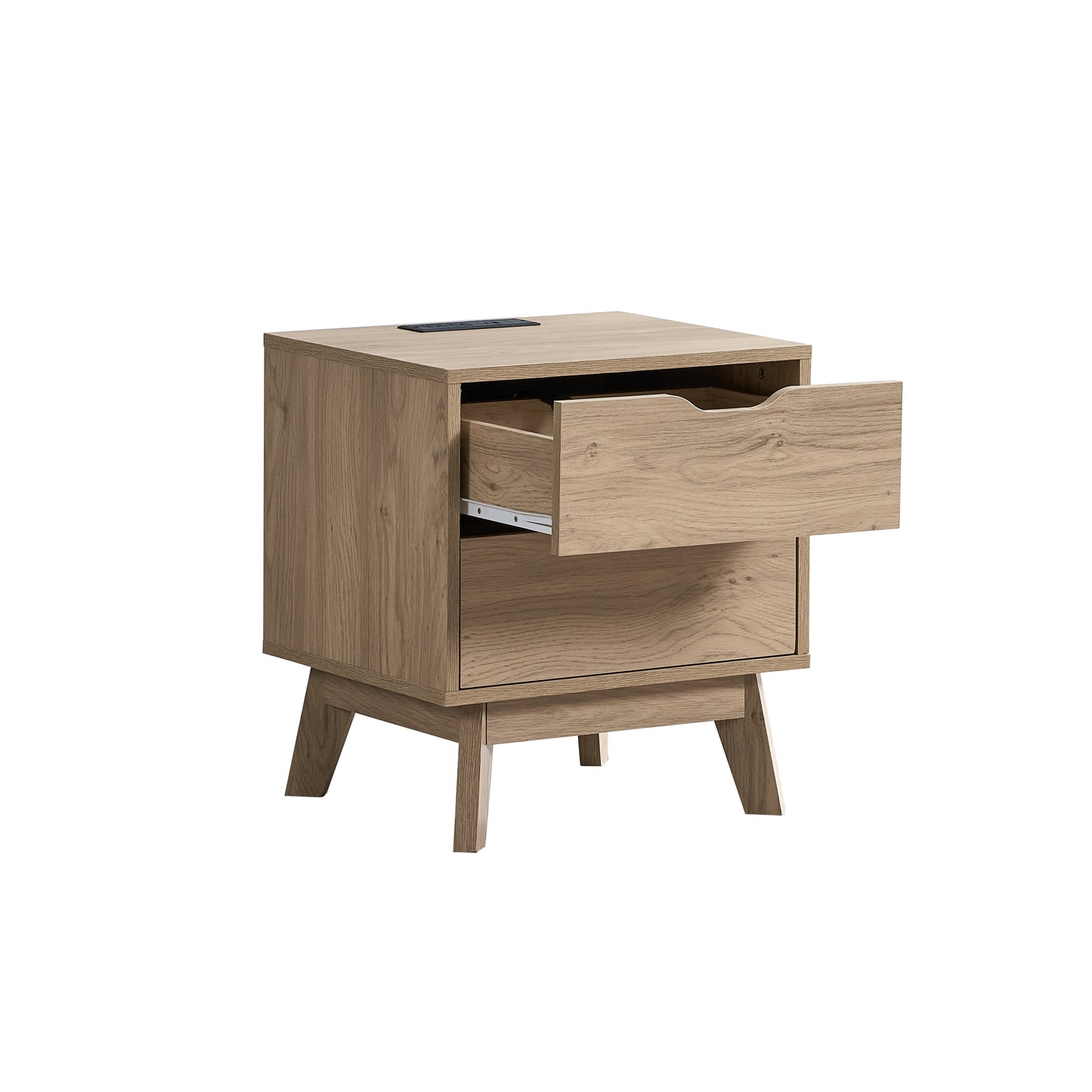 NORDICA Night Stand with Charging Station with USB & Type-C , Drawer Slide Pre-Assembly, End Table with Drawers for Bedroom Living Room, Side Table for Bedroom, Easy Assembly, Natural Oak