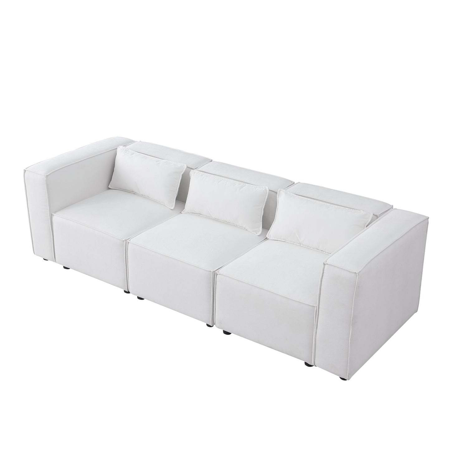 modular sofa BEIGE chenille fabric, simple and grand, the seat and back is very soft. this is also a KNOCK DOWN sofa