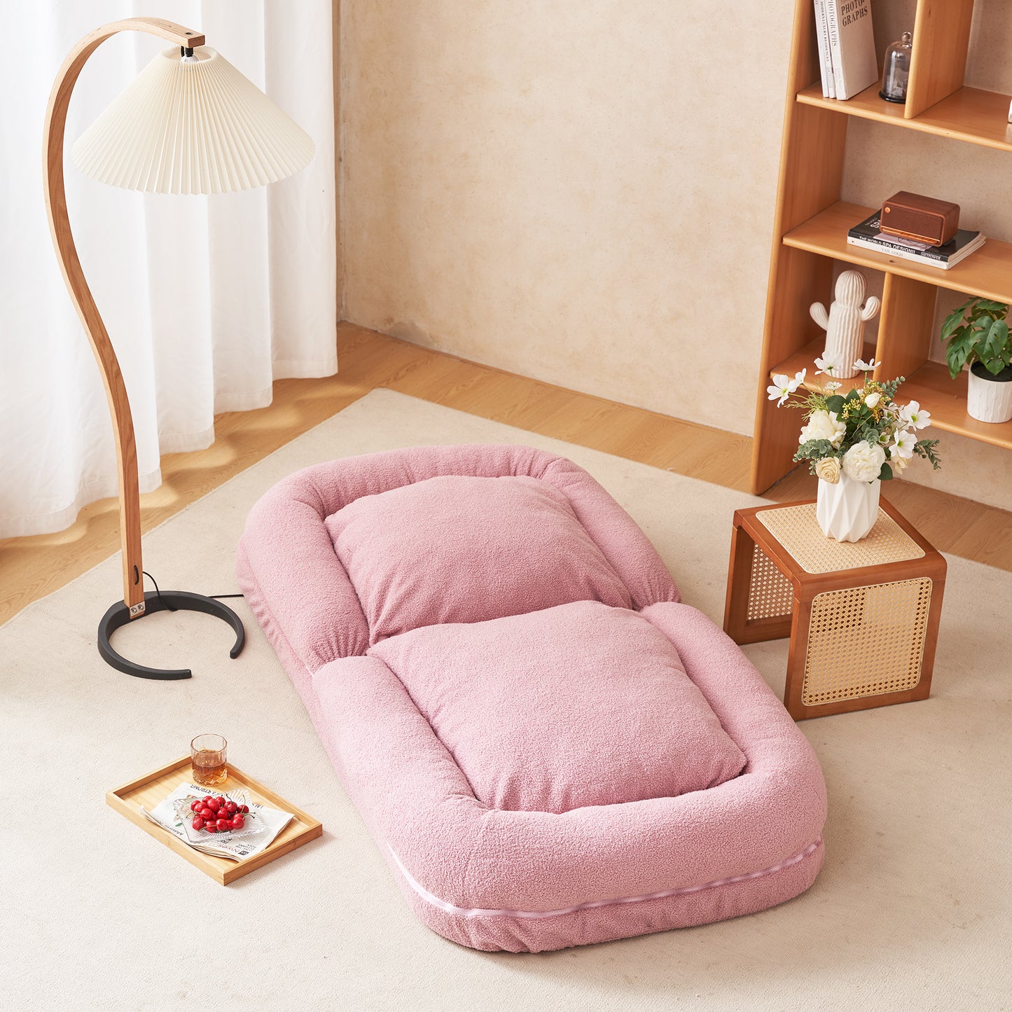 Triple Fold Down Sofa Bed,PINK