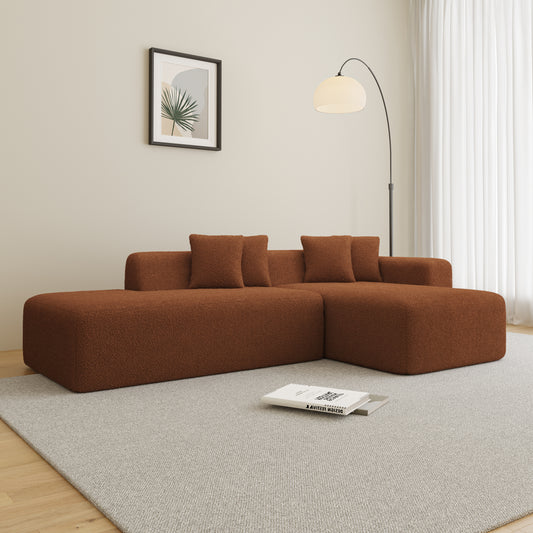 （缺货）Modular Sectional Couch, Lambswool Fabric Modern L-Shape Sectional Sofa with Chaise Lounge, Living Room Upholstered 5-seater Corner Sofa Couch for Bedrooms, Apartment