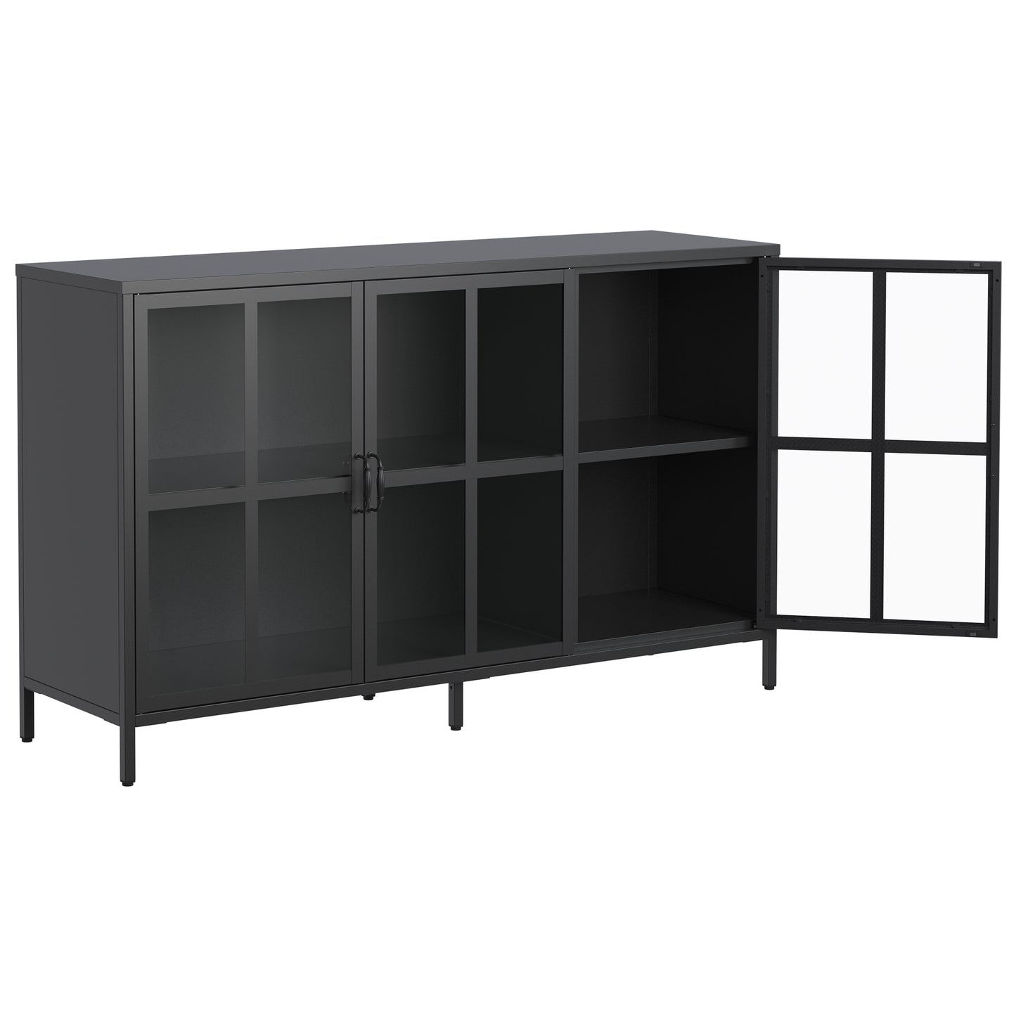 Heavy Duty Metal Modern Sideboard Buffet Cabinet with Storage Premium Steel Storage Cabinet ,Adjustable Feet,Glass Doors,Large Capacity Organizer For Living Room,Bed Room,Dining Room