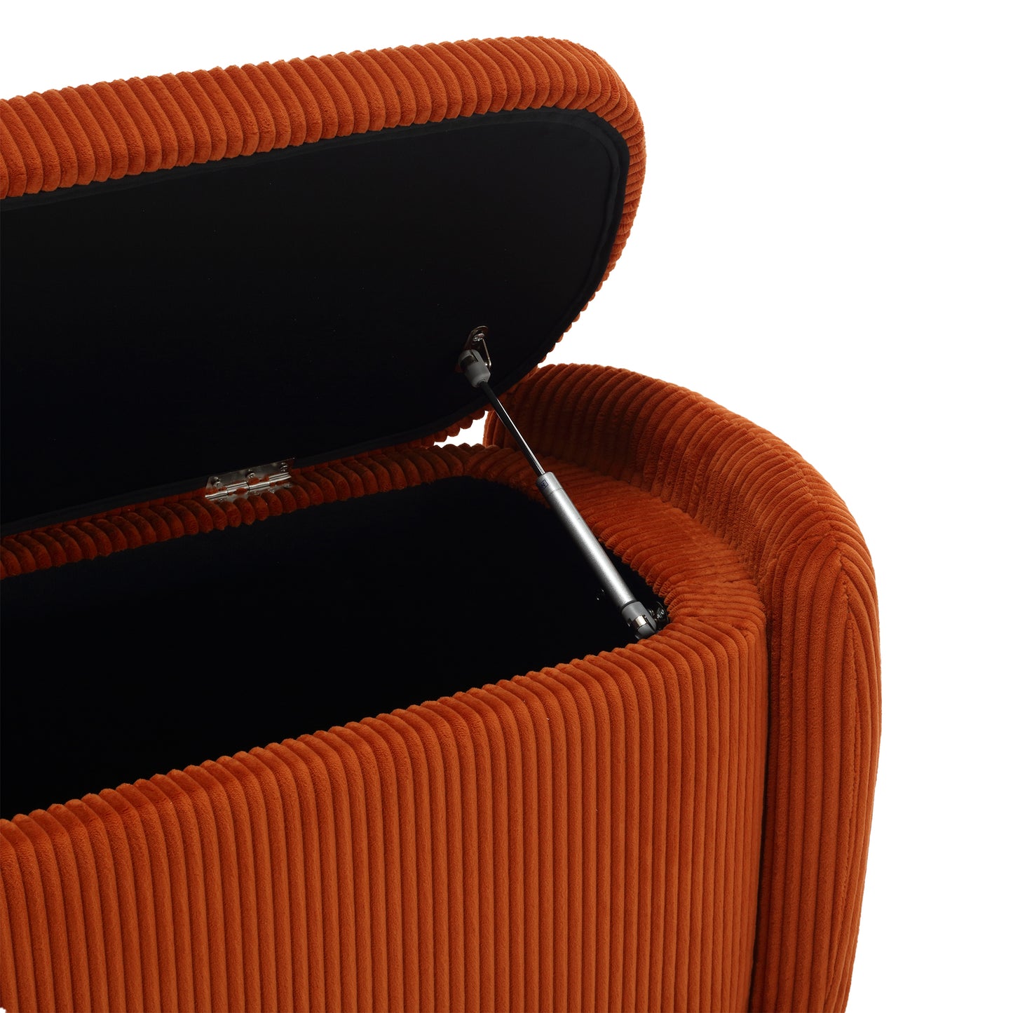 COOLMORE Storage Ottoman,Bedroom End Bench,Upholstered Fabric Storage Ottoman with Safety Hinge, Entryway Padded Footstool, Ottoman Bench for Living Room & Bedroom (Orange)