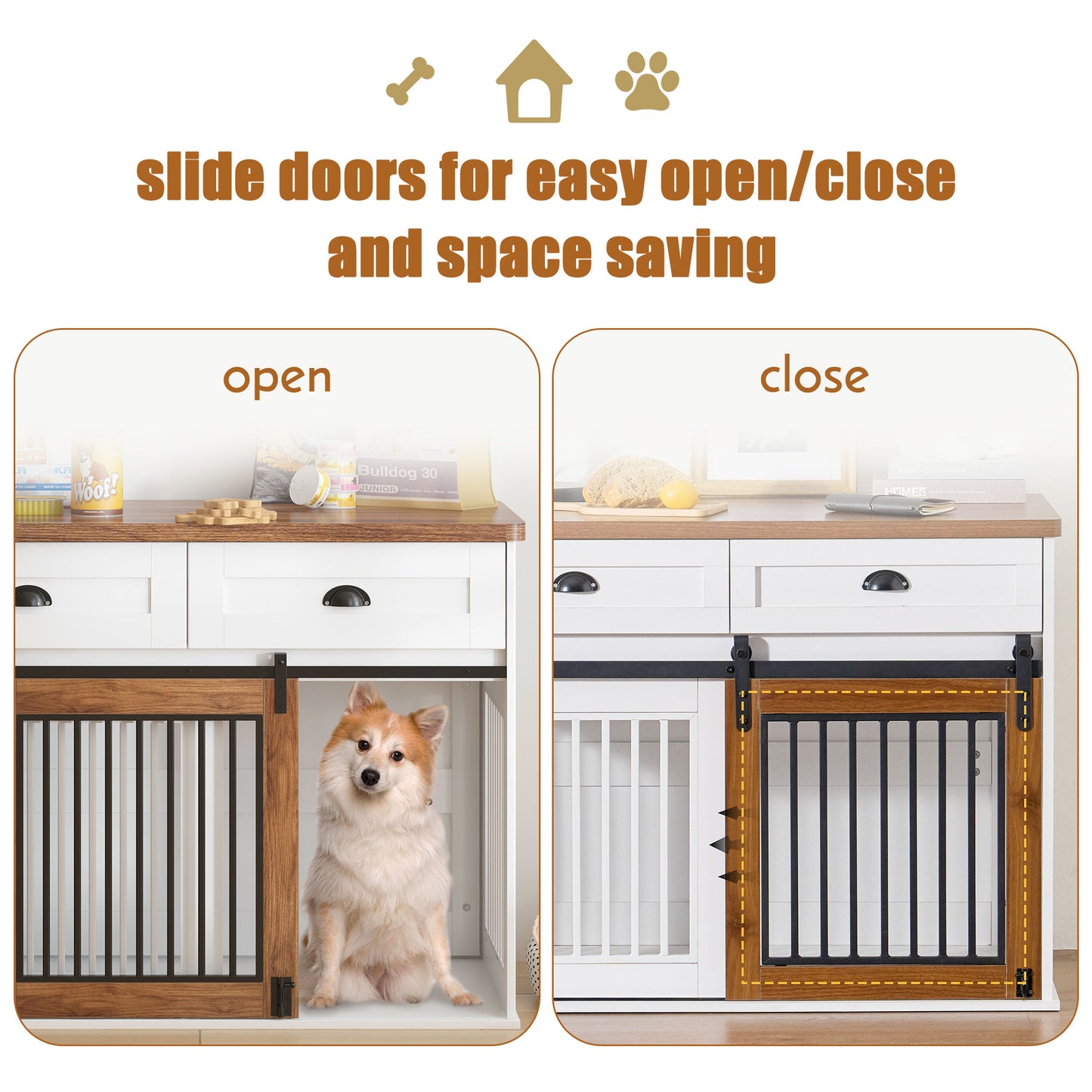 Heavy Duty Furniture style dog cage wooden dog cage double door dog cage side cabinet dog cage Dog crate (44 1/2"W *22 3/4"D *33 1/4"H)