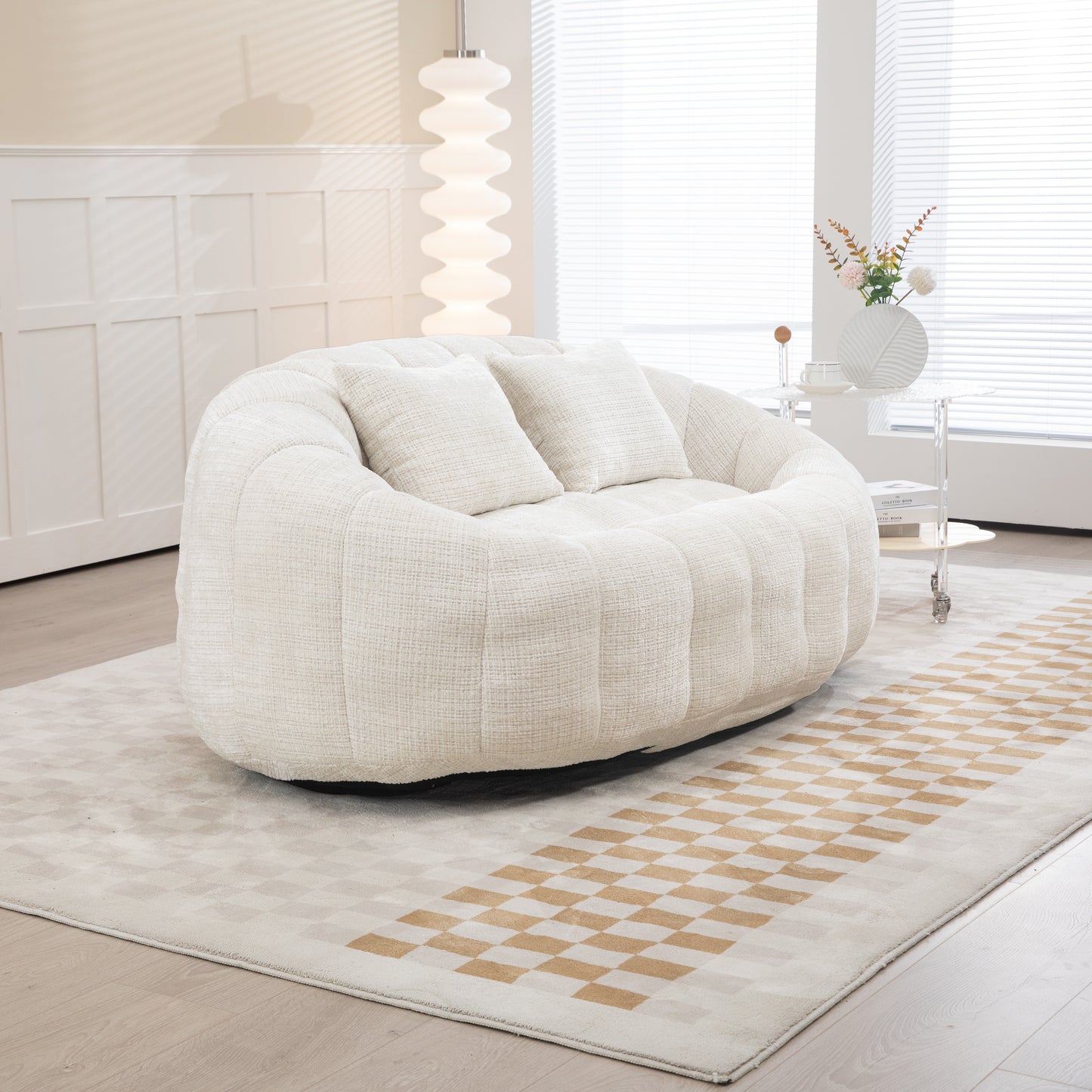 COOLMORE Bean Bag sofa Lazy Sofa Durable Comfort Lounger High Back Bean Bag Chair Couch for Adults and Kids, Indoor & Outdoor, Accent Floor Soft Lounge Chair (Beige chenille)