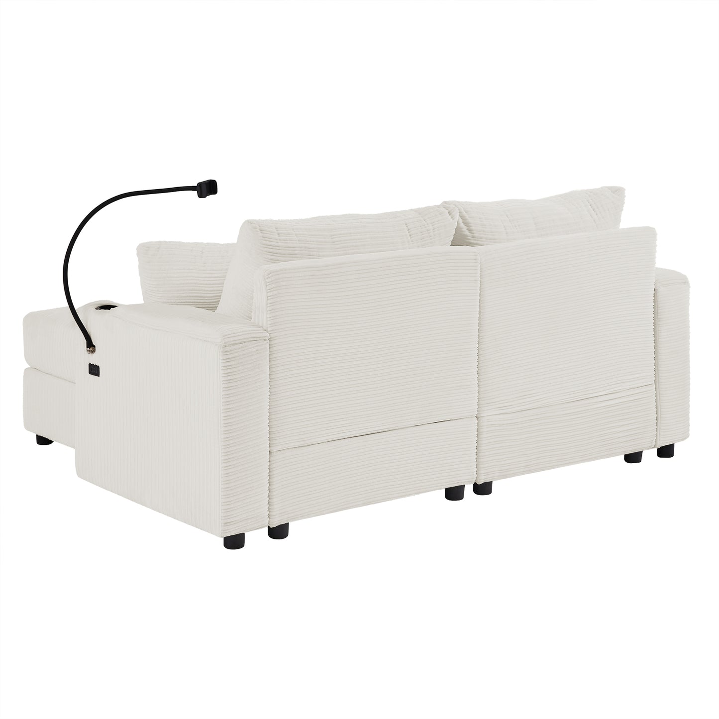 72.8" Modern Style Loveseat Sofa Sectional Sofa Couch with Storage Space, A Movable Ottoman, Two USB Ports, Two Cup Holders, A Phone Holder for Living Room, Beige