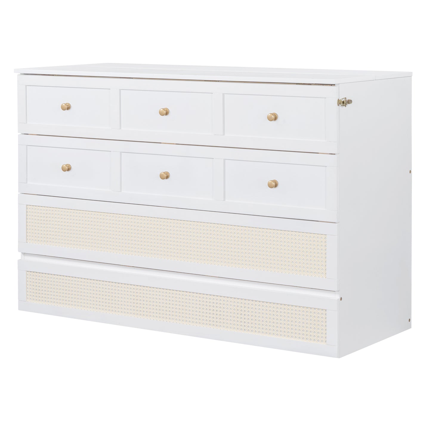 Queen Murphy Bed with Large Drawers,White