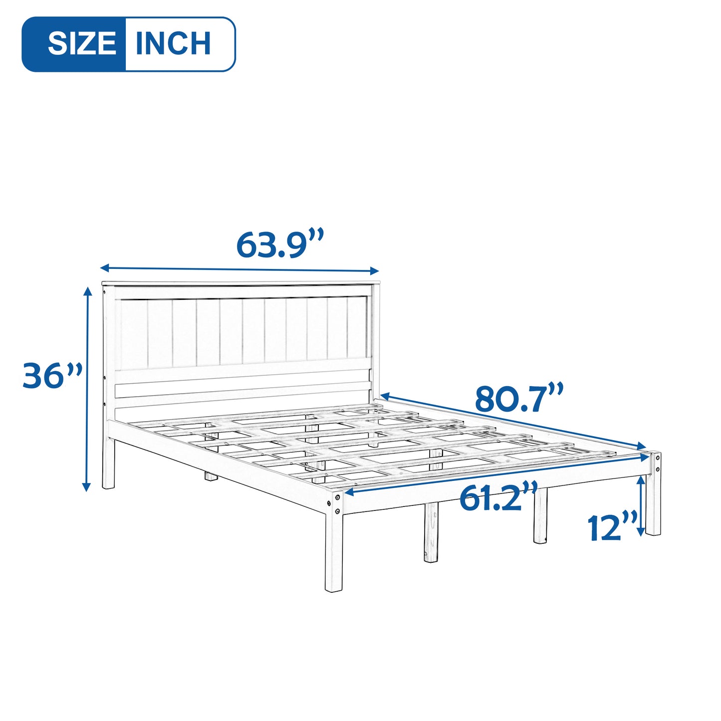 （最后3个）Platform Bed Frame with Headboard, Wood Slat Support, No Box Spring Needed, Queen,Espresso(OLD SKU:WF191420AAP)