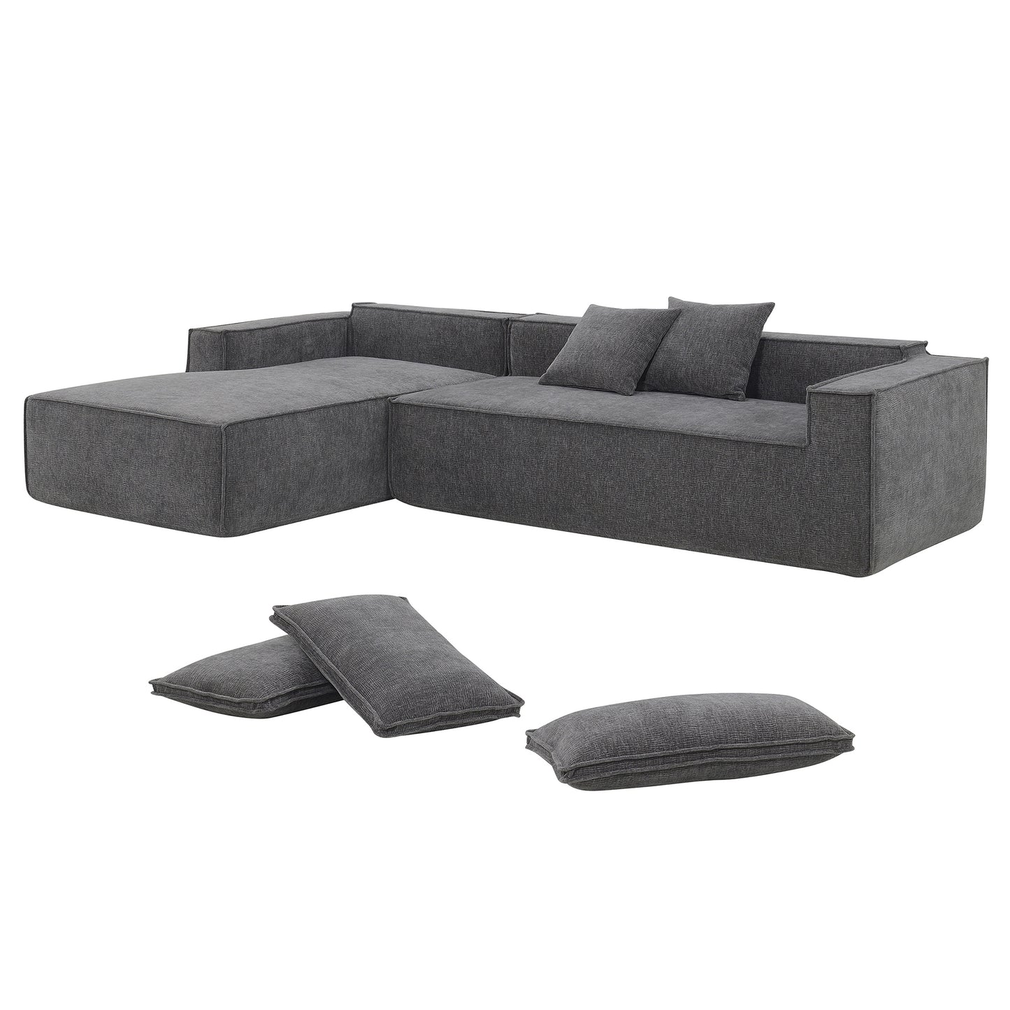 [VIDEO+New] 111.5*72" Minimalist Style Modular Sectional Sofa,Wrinkle-resistant Chenille Couch Set,L-Shaped Compressed Sofa for Living Room,2 PIC Free Combination,No Assembly Require,3 Colors