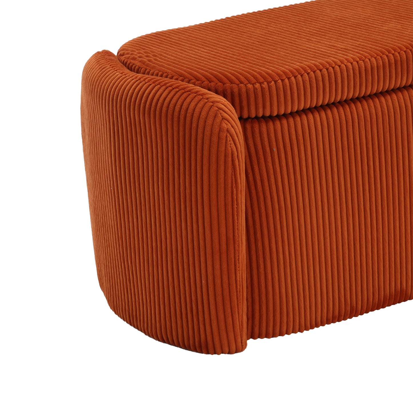 COOLMORE Storage Ottoman,Bedroom End Bench,Upholstered Fabric Storage Ottoman with Safety Hinge, Entryway Padded Footstool, Ottoman Bench for Living Room & Bedroom (Orange)