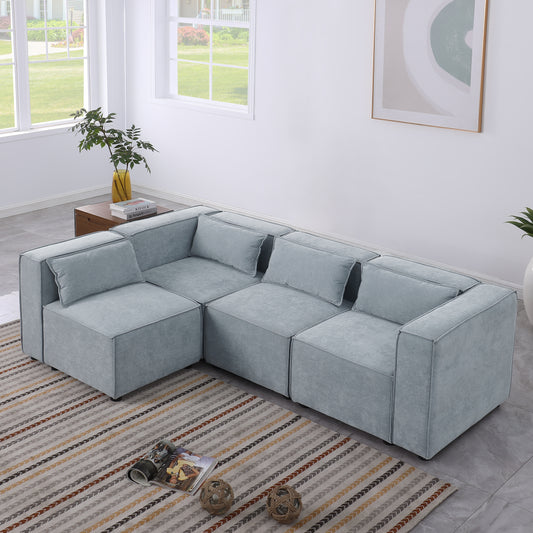 modular sofa Grayish blue chenille fabric, simple and grand, the seat and back is very soft. this is also a KNOCK DOWN sofa