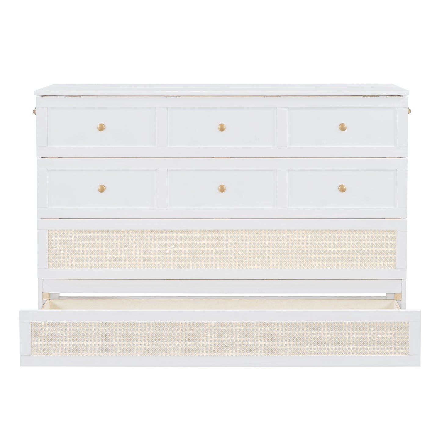 Queen Murphy Bed with Large Drawers,White