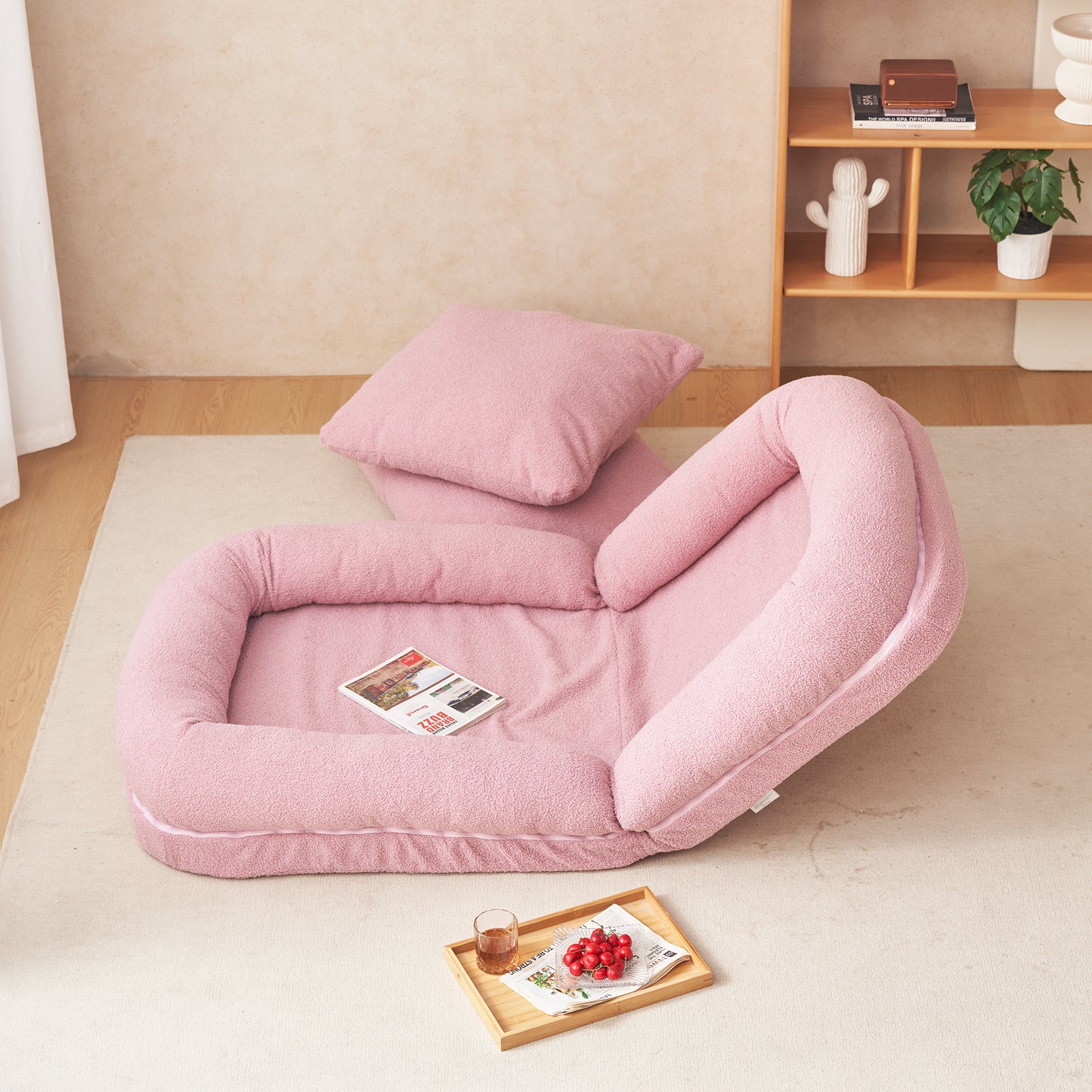 Triple Fold Down Sofa Bed,PINK