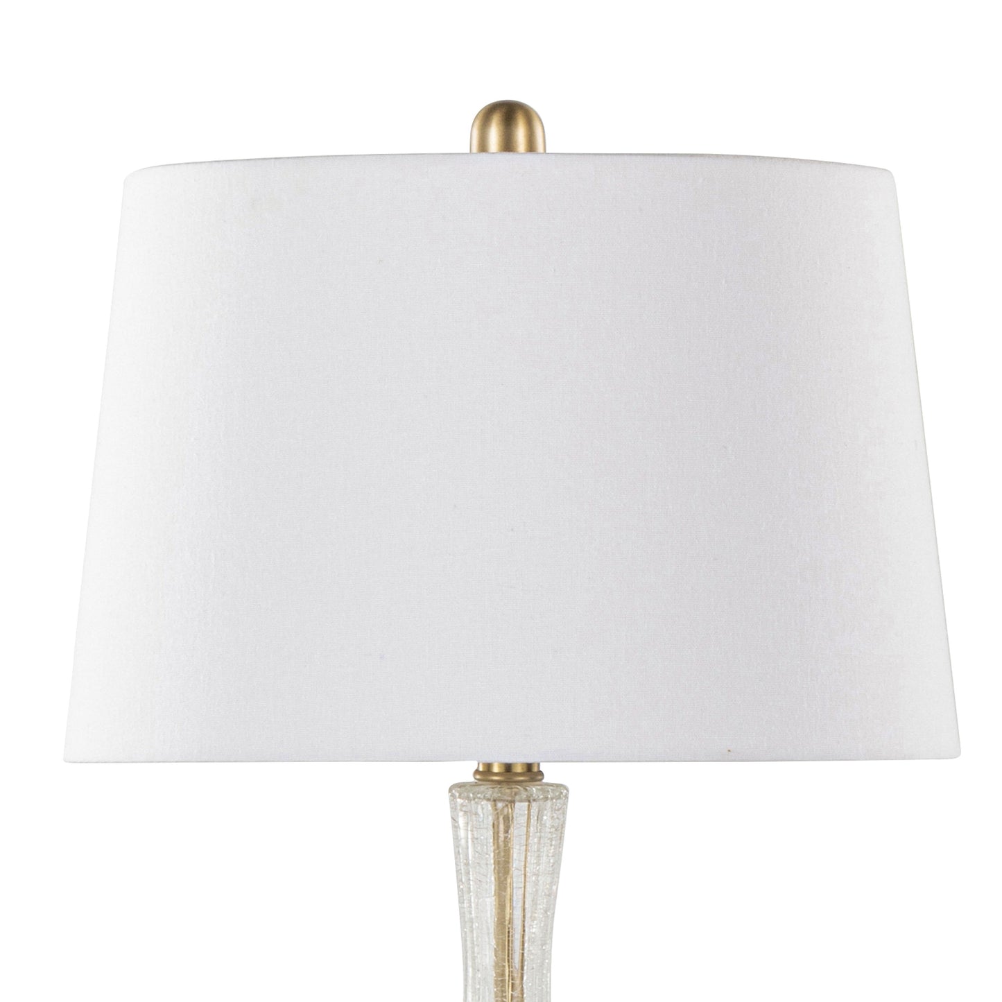 Jenny 27" Contemporary Glass Table Lamp in Clear Crackle Glass, Gold Metal and White Linen Shade from Grandview Gallery by LumiSource - Set of 2