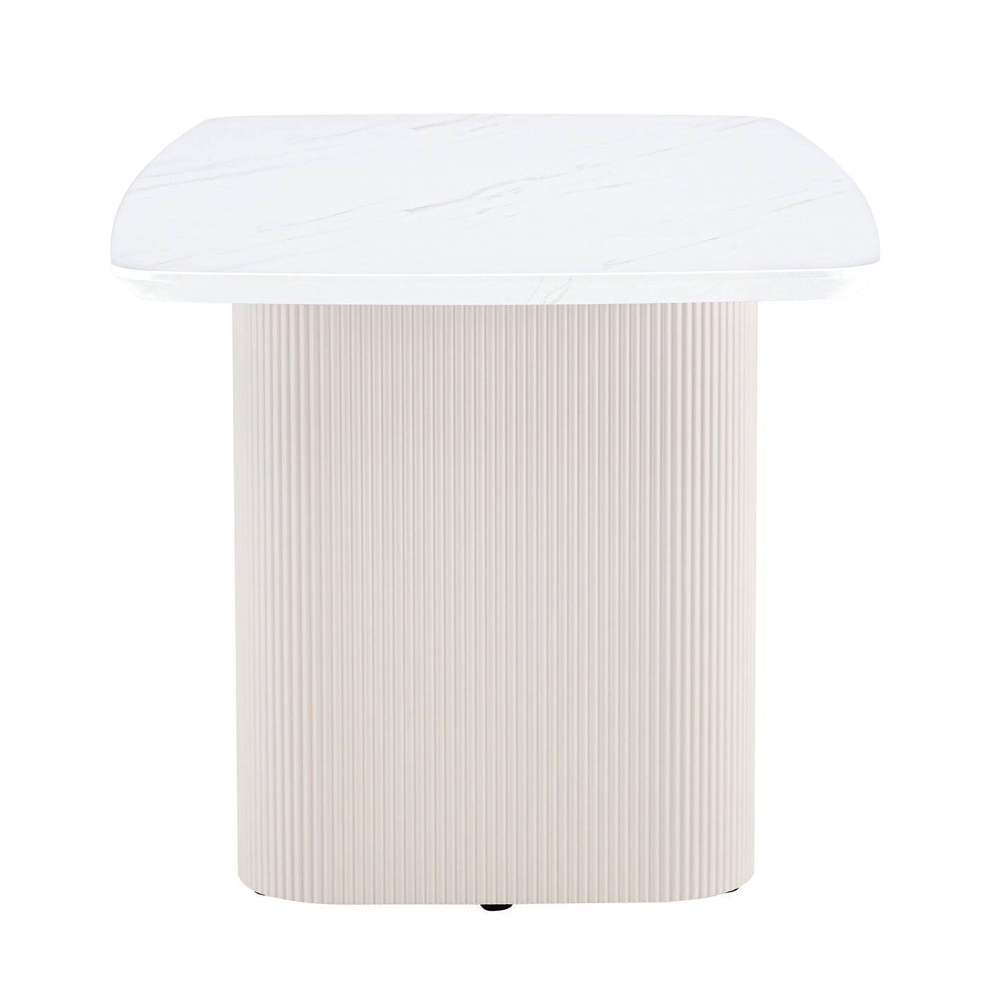 Cream style MDF white dining table.It is a furniture with a warm and soft appearance, suitable for creating a comfortable and friendly dining environment, suitable for kitchens, dining