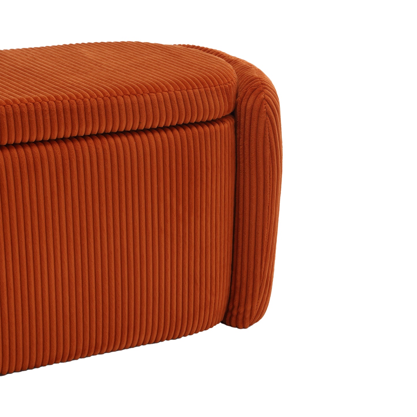 COOLMORE Storage Ottoman,Bedroom End Bench,Upholstered Fabric Storage Ottoman with Safety Hinge, Entryway Padded Footstool, Ottoman Bench for Living Room & Bedroom (Orange)