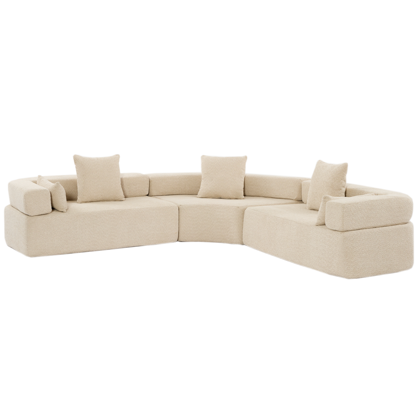 [VIDEO PROVIDED]Oversized Combination Sofa,Curved Sofa,Upholstered 4 Seater Couch for Living Room, Modern Modular 3 Piece Free Combination, Semicircular Modular Sofa , Boucle, Khaki