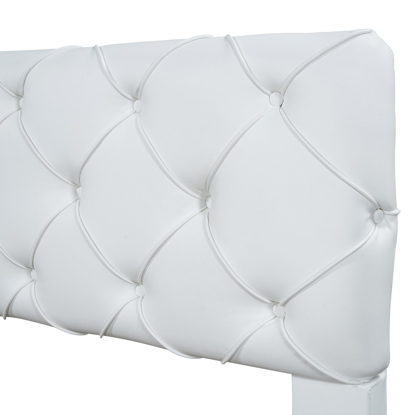 Queen Size Tufted Upholstered Platform Bed, White