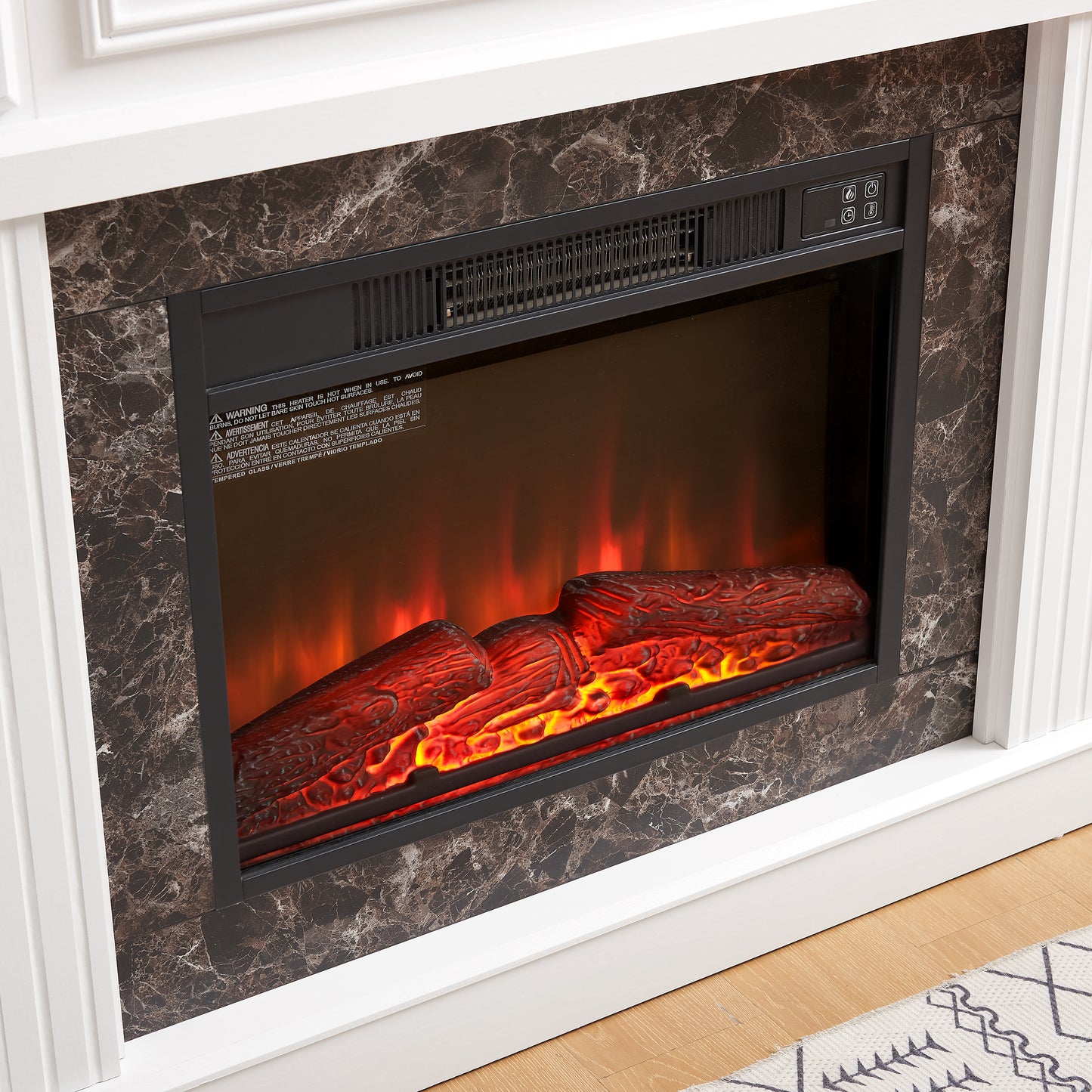 Electric Fireplace with Mantel,fireplace mantel surround with 23" Fireplace Insert, Adjustable Flame, Remote Control-White,41.34"W*14"D*40"H