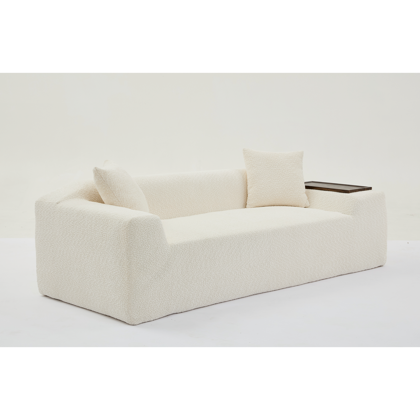 [NEW ARRIVED] [VIDEO PROVIDED]2 Piece Boucle Cloud Sofa Set, Upholstered Sofa Set, Modern 3 Seater and 2 Seater Sofa with MDF End Table for Living Room ,Apartment,3+2 couch,Boucle,Beige