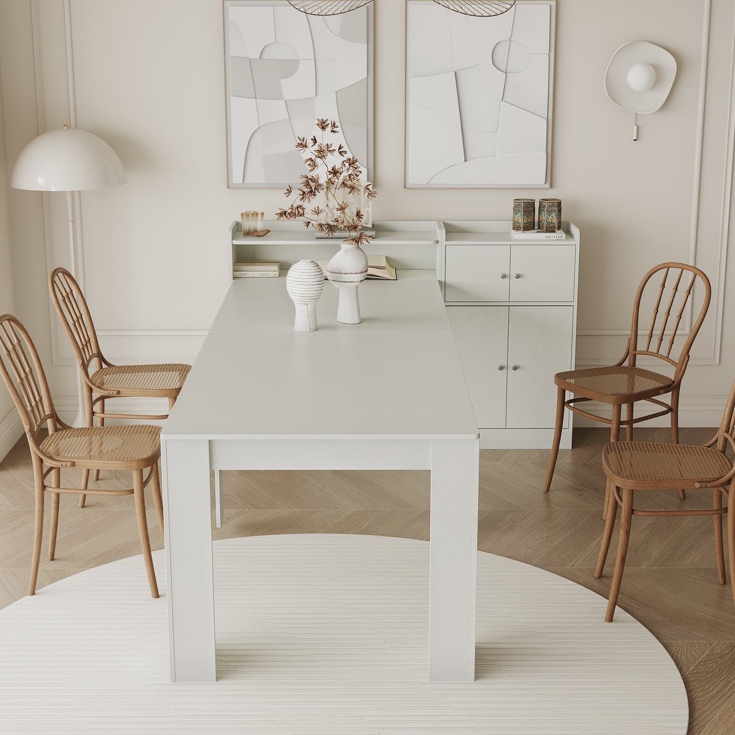 （缺货）Modern Extendable Dining Table with Storage