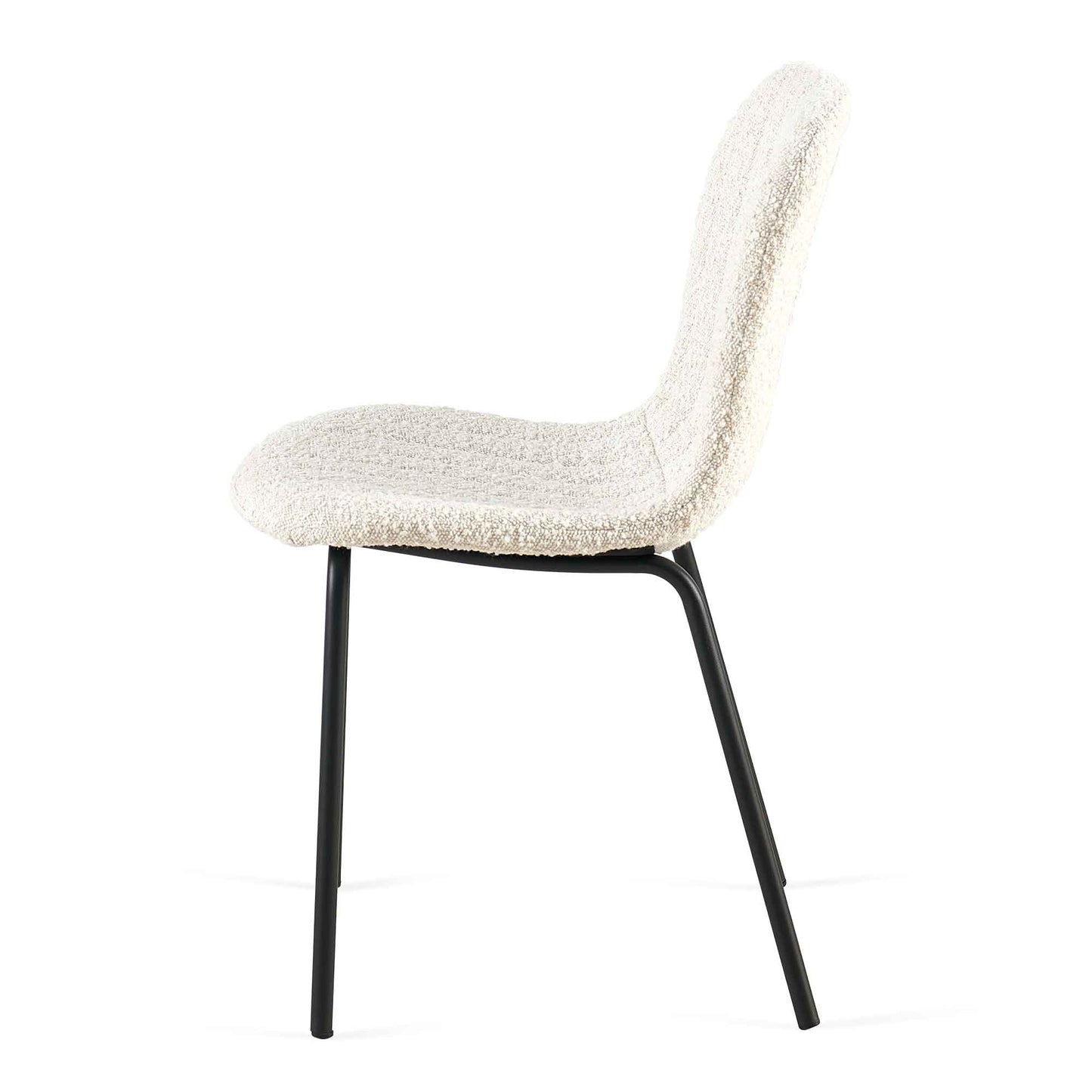 Off White Boucle Dining Chairs Set of 4,Mid-Century Modern Upholstered PU Leather Chairs,for Kitchen Dining Room