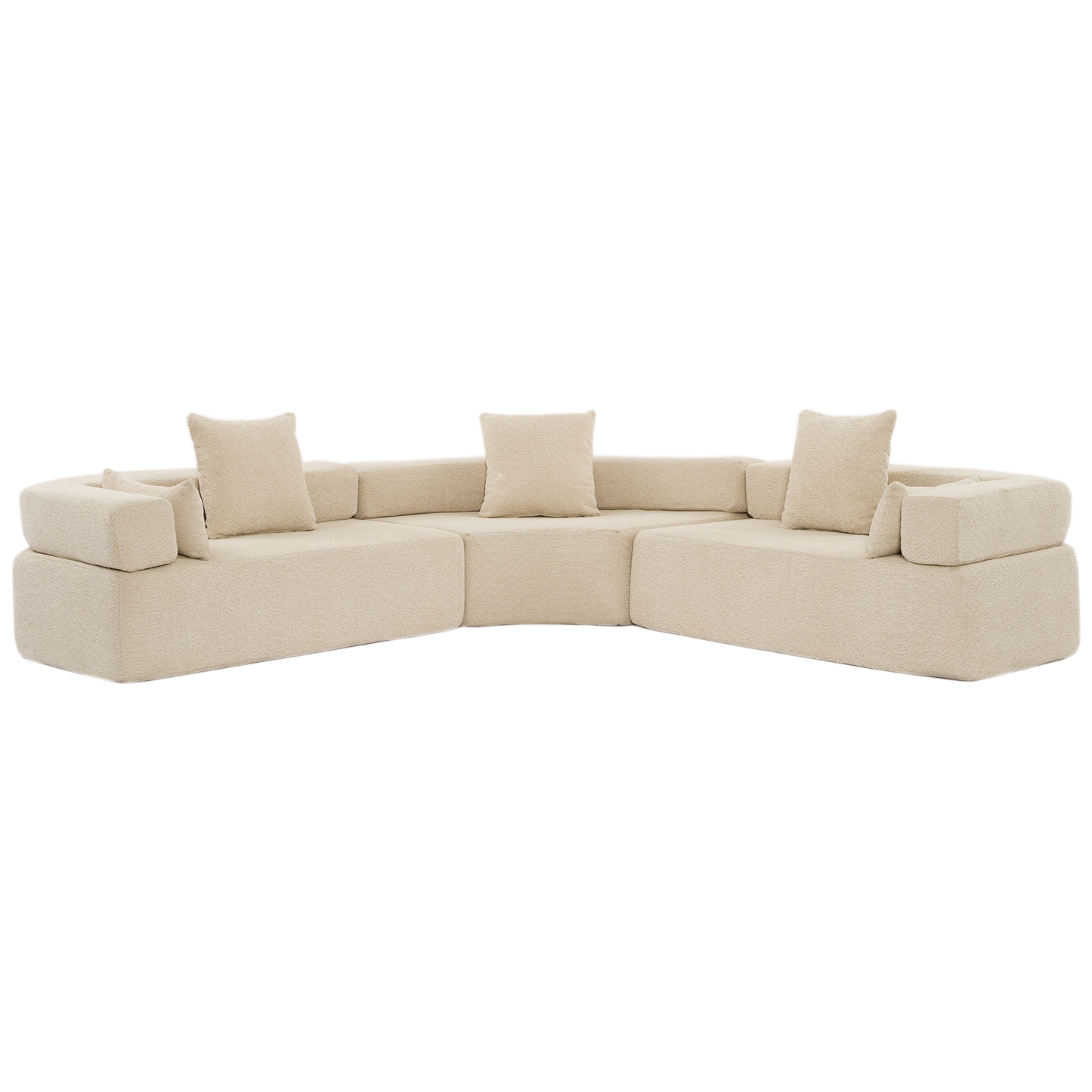 [VIDEO PROVIDED]Oversized Combination Sofa,Curved Sofa,Upholstered 4 Seater Couch for Living Room, Modern Modular 3 Piece Free Combination, Semicircular Modular Sofa , Boucle, Khaki