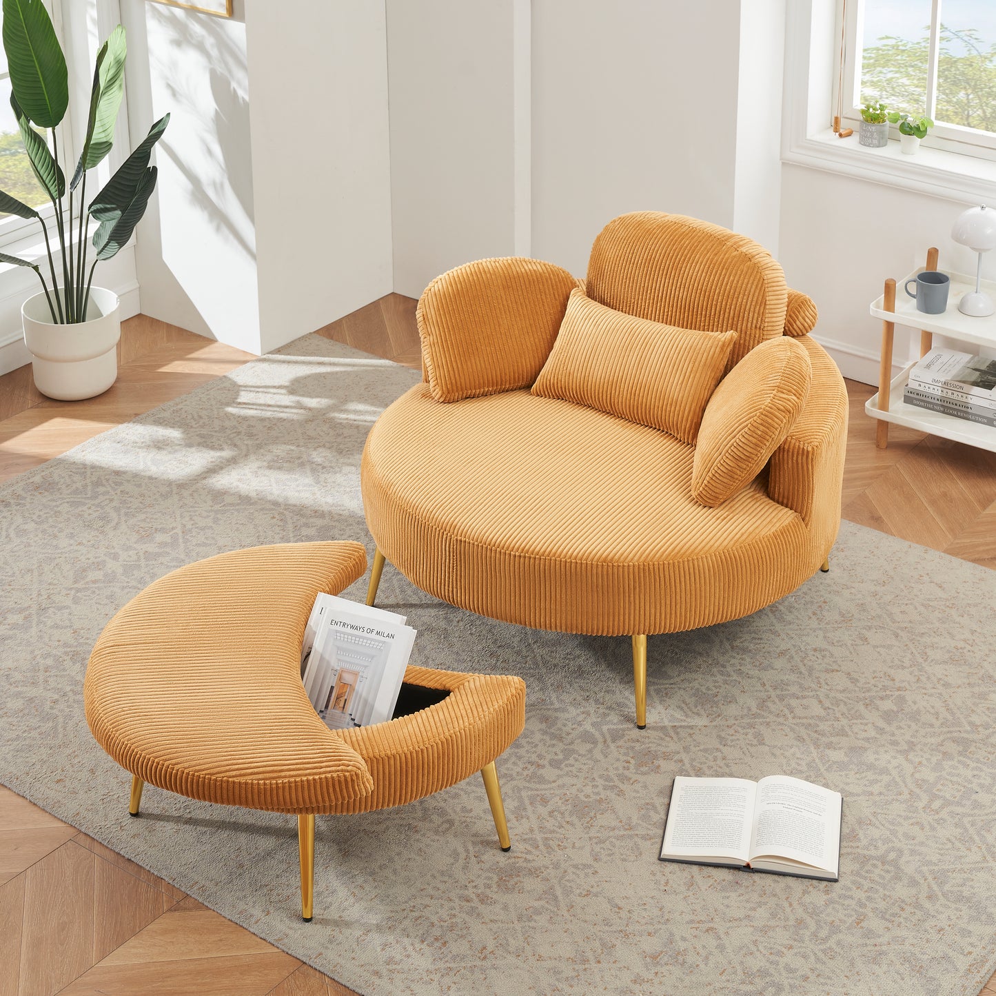 3206 yellow comfortable seating suitable for small apartment bedroom space Balcony small sofa bed lazy small sofa sofa with small coffee table lunch break leisure afternoon tea time