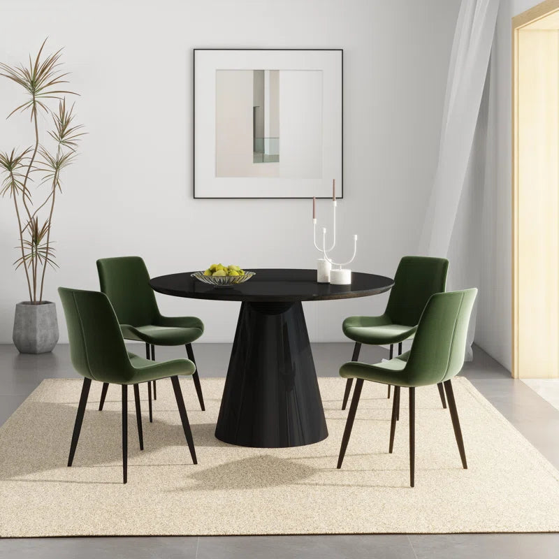 Modern Black High Gloss Minimalist Round Dining Table