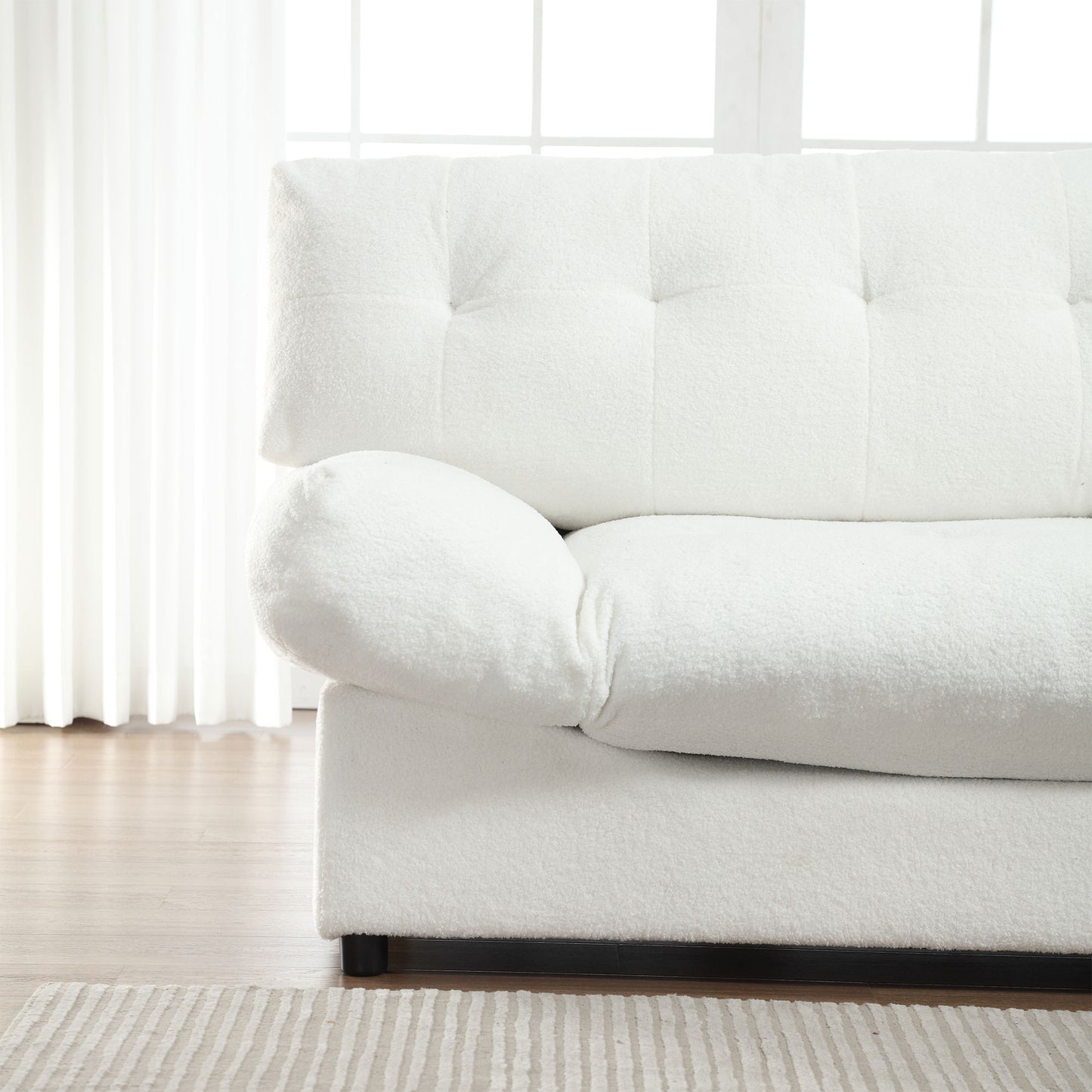 （缺货，同款灰色有货）Cloud Style Sofa, Teddy Velvet Fabric, Comfy Padded Cloud Couch for Living Room, Apartment