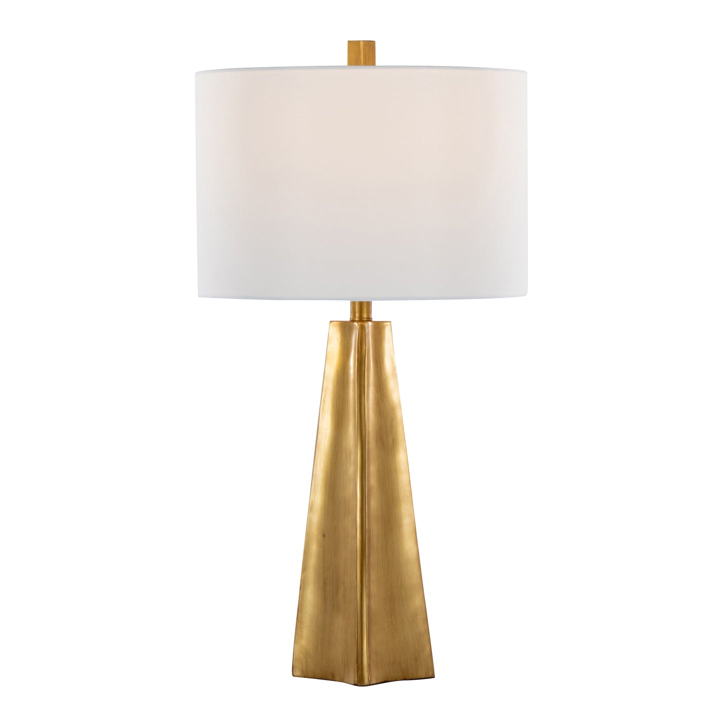 Pompeii 29" Contemporary Polyresin Table Lamp in Gold Polyresin and White Linen by LumiSource